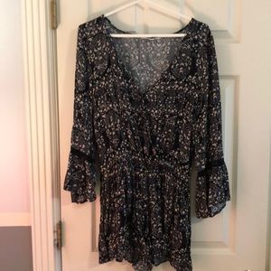 Black flowered romper
